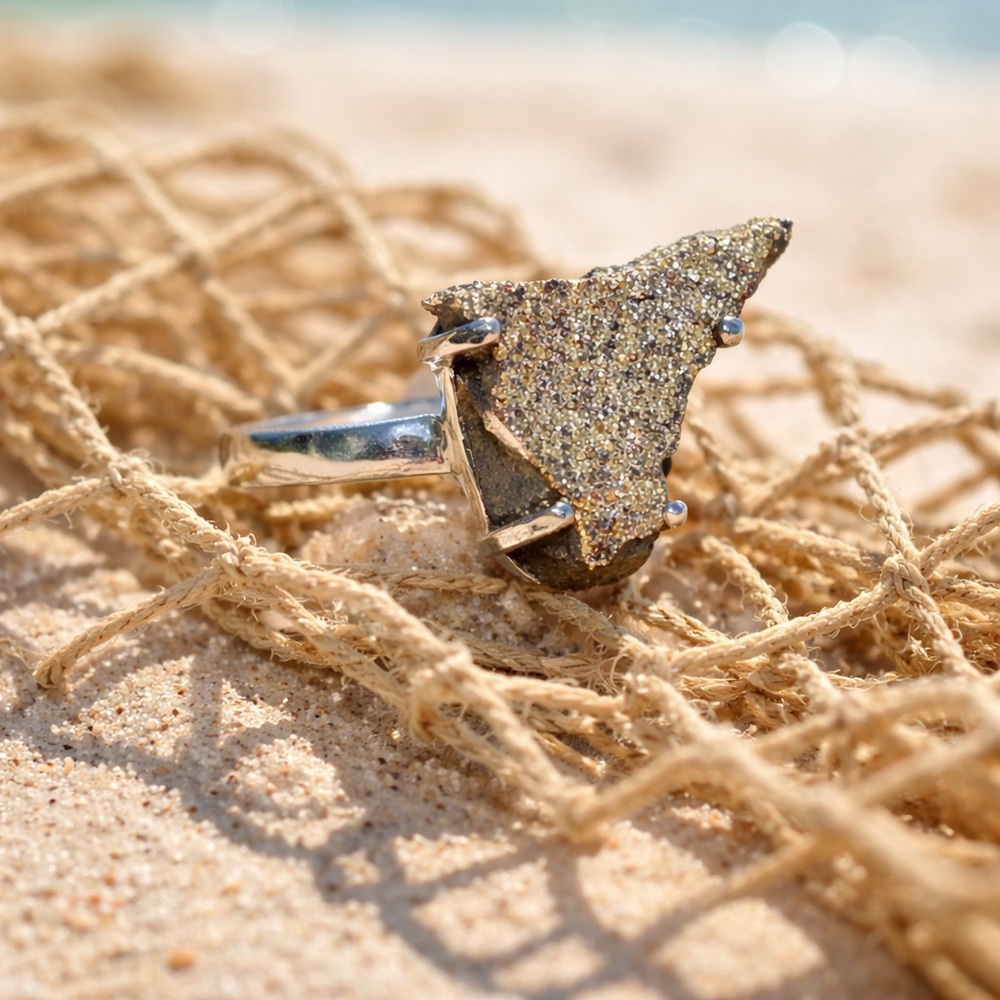 Rainbow Pyrite Druzy Ring - Picture 5 of 14